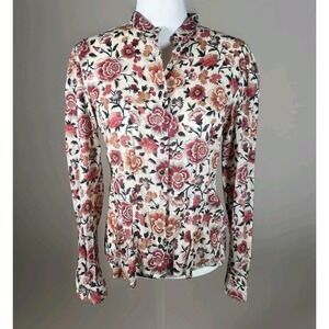 Chaps Denim Size L Western 100% Cotton Fall‎ Floral Lt Weight Long Sleeve
